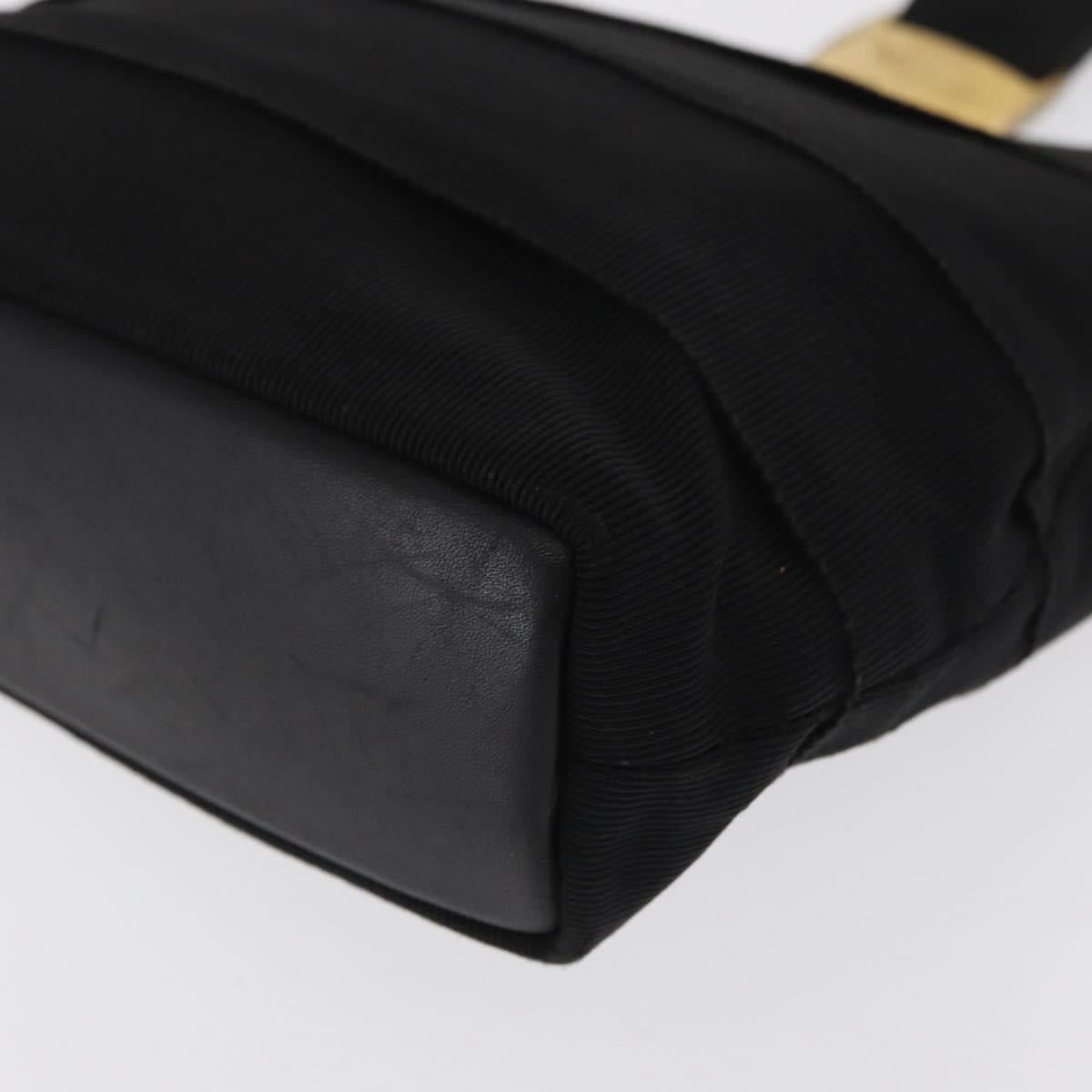 Salvatore Ferragamo Vala Hand Bag Nylon Black Gold Auth 170467