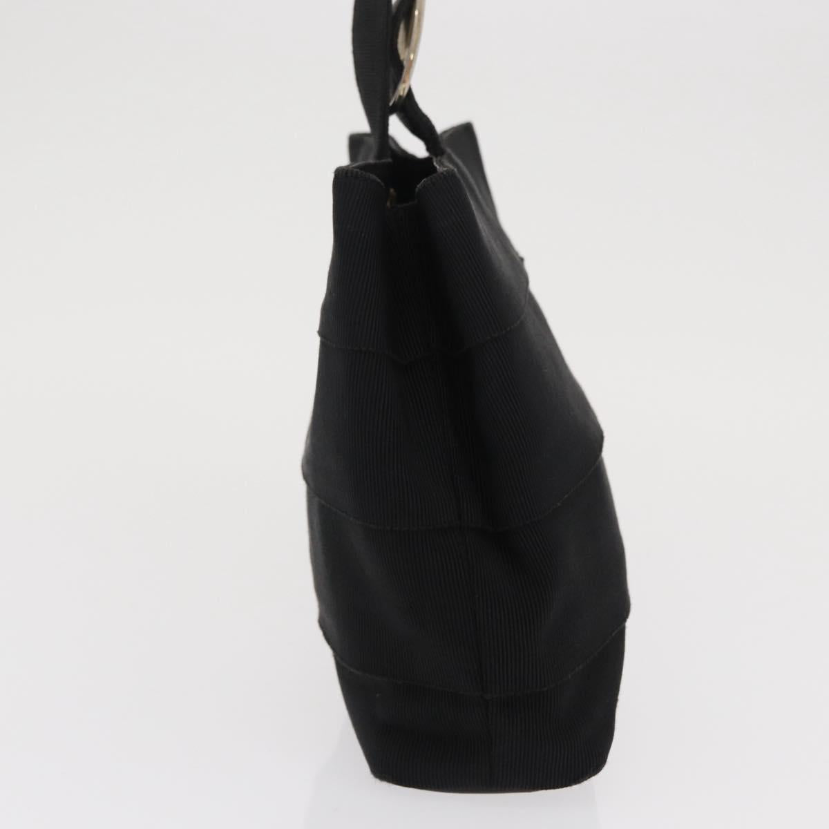 Salvatore Ferragamo Vala Hand Bag Nylon Black Gold Auth 170467