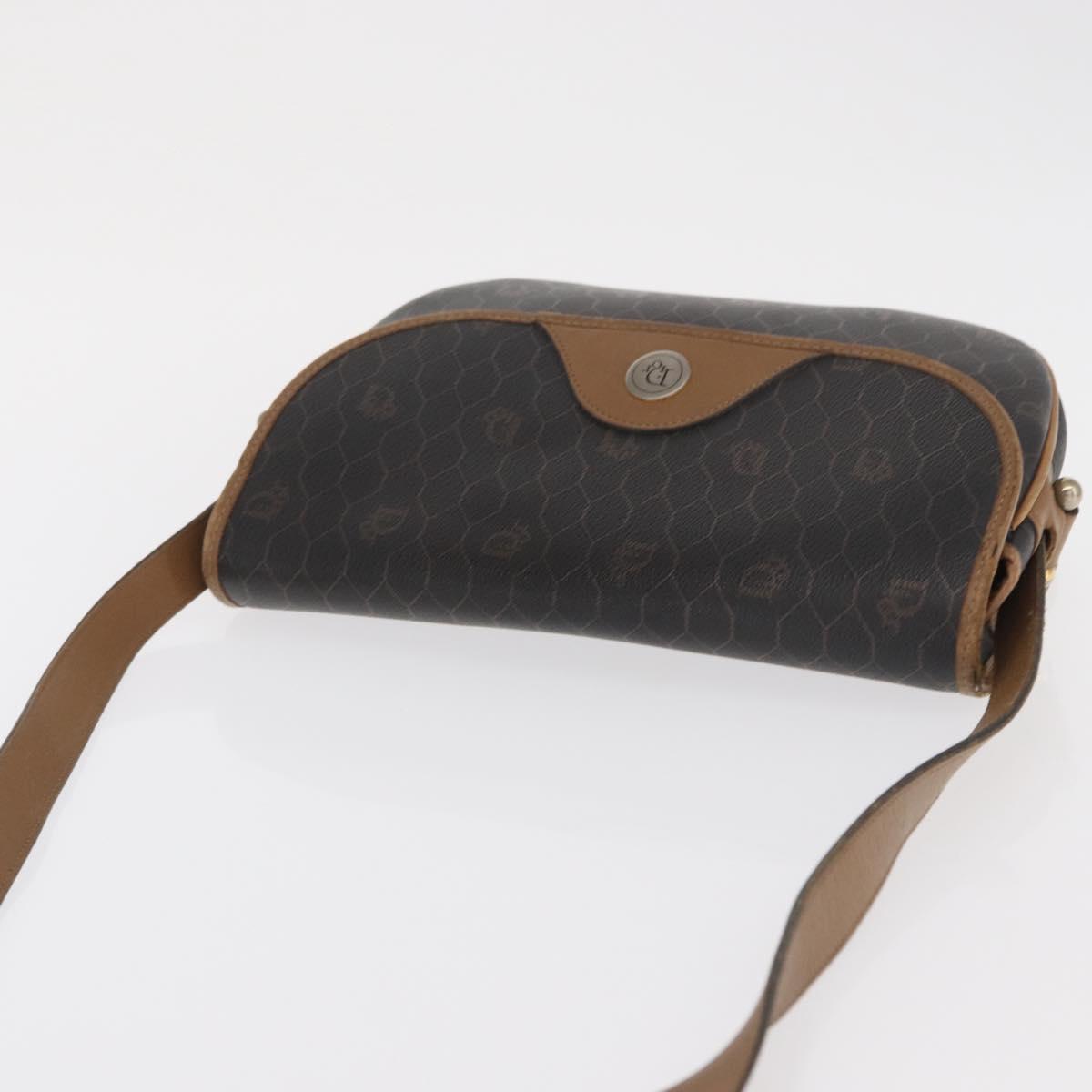 Christian Dior Honeycomb Canvas Shoulder Bag PVC Black Gold Auth 170469