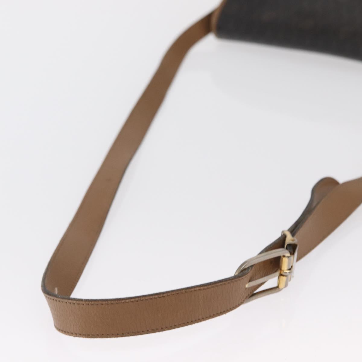 Christian Dior Honeycomb Canvas Shoulder Bag PVC Black Gold Auth 170469