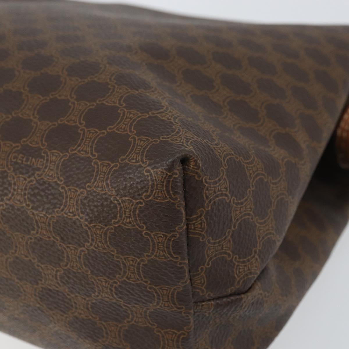CELINE Macadam Canvas Clutch Bag PVC Brown Gold Auth 170470