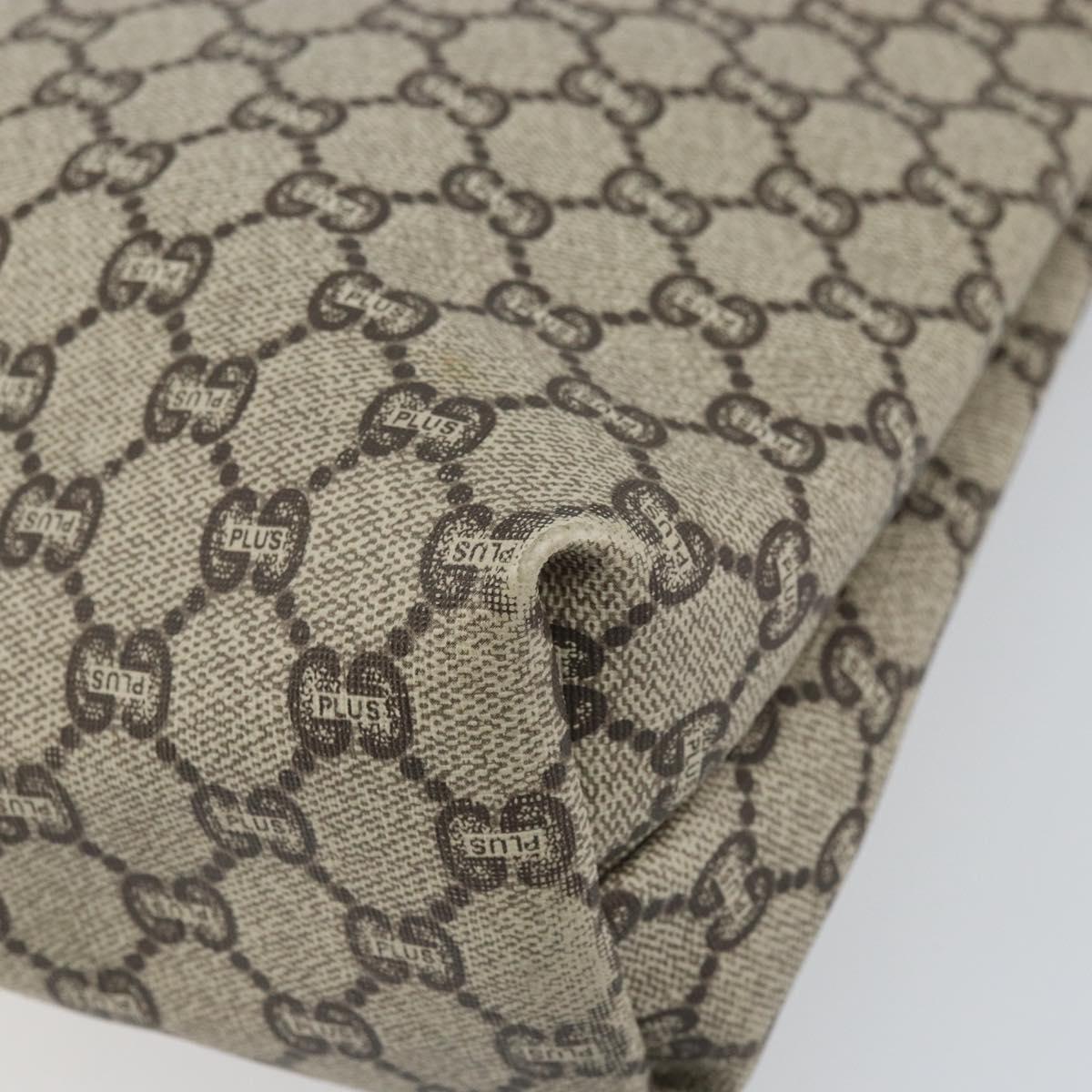 GUCCI GG Plus Supreme Web Sherry Line Tote Bag PVC Beige Gold Auth 170474