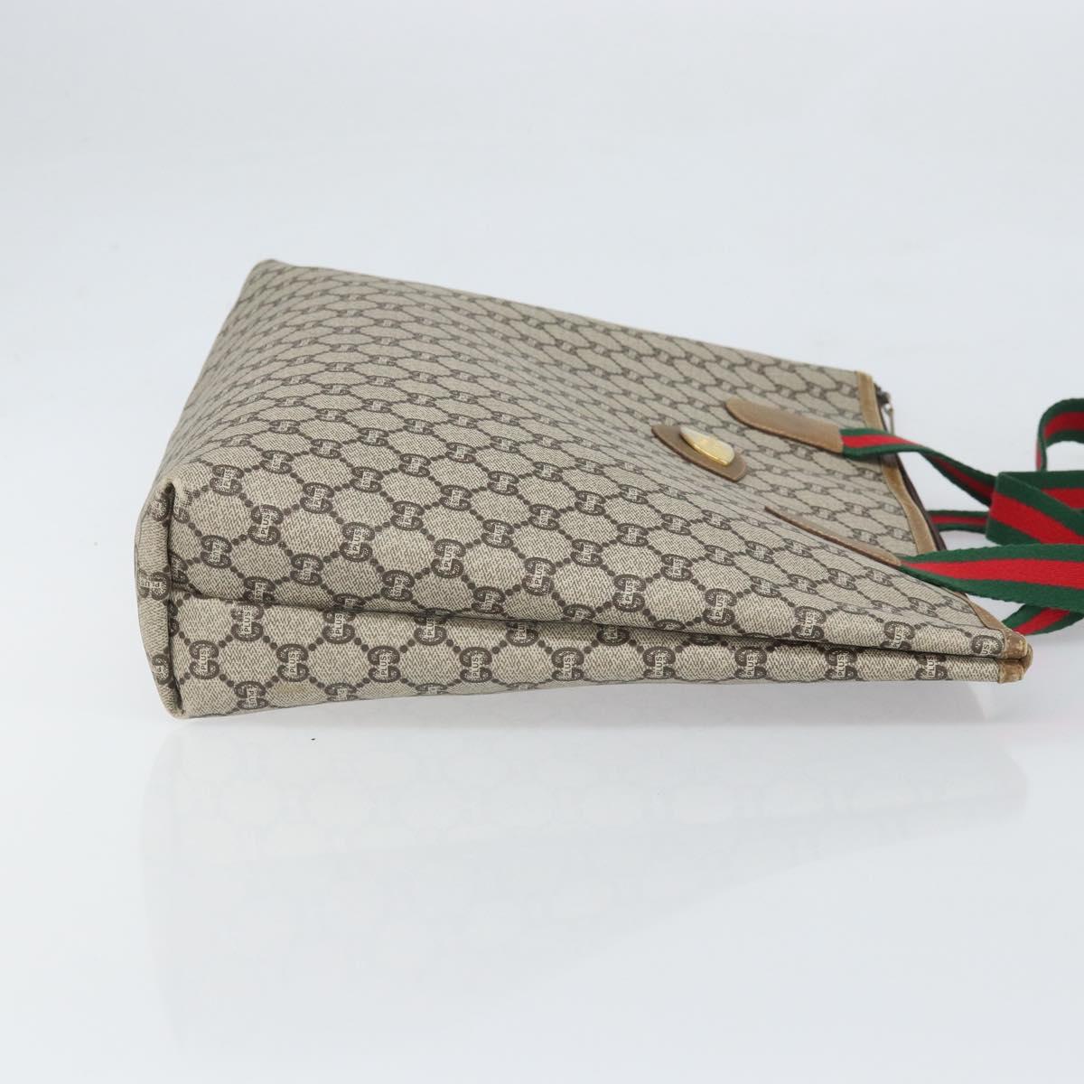 GUCCI GG Plus Supreme Web Sherry Line Tote Bag PVC Beige Gold Auth 170474