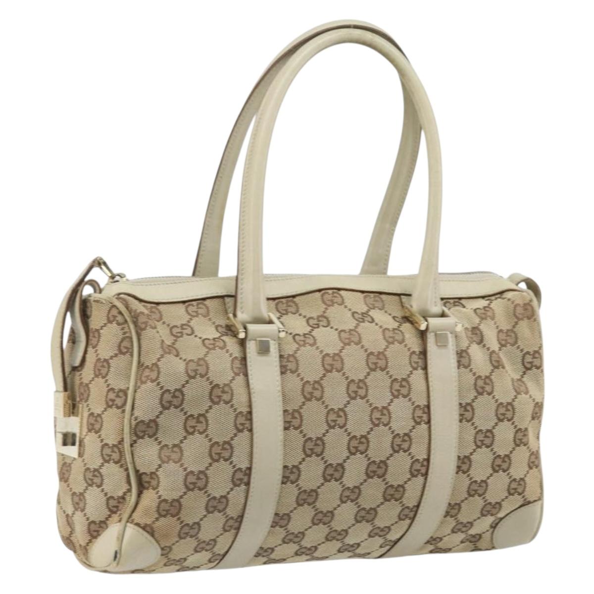 GUCCI GG Canvas Hand Bag Beige Gold 000 0851 Auth 170486
