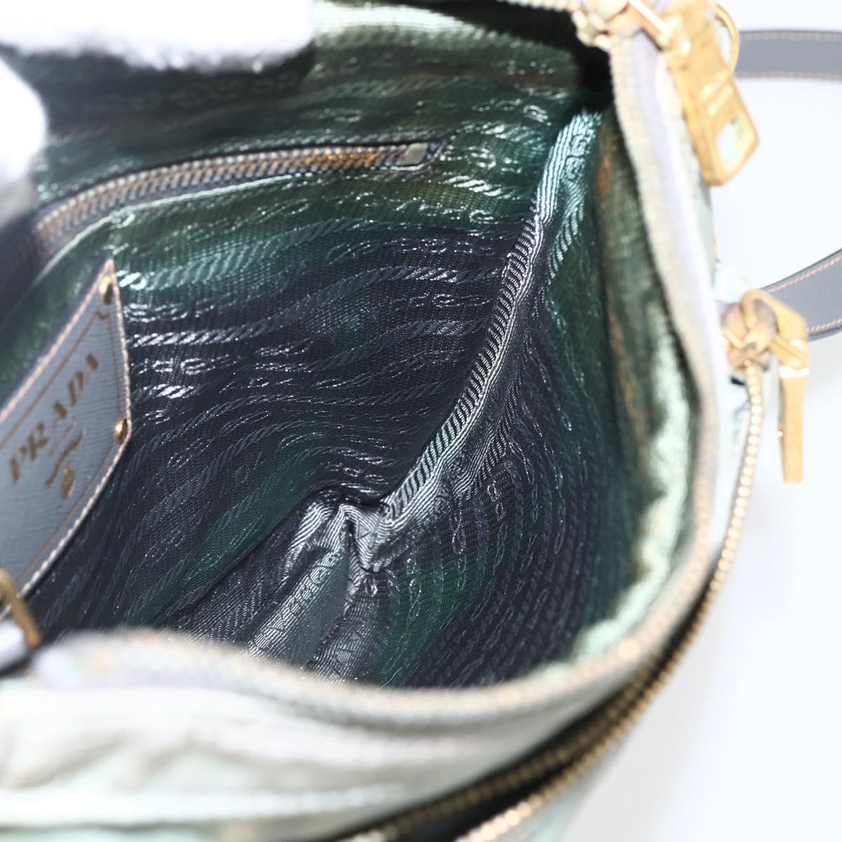 PRADA Shoulder Bag Nylon Green Gold Auth 170487