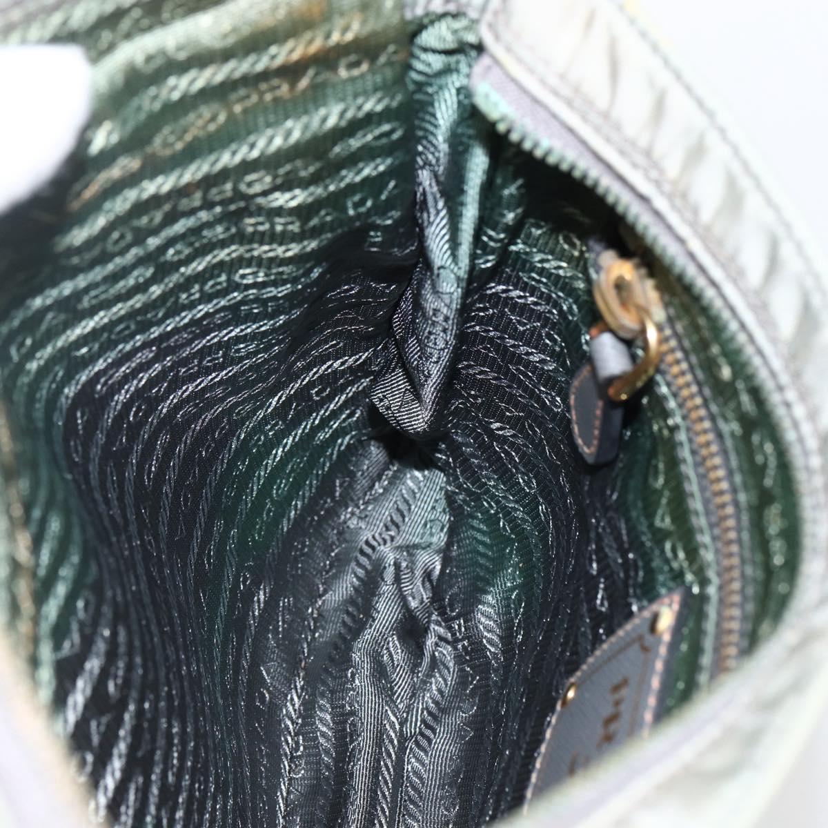 PRADA Shoulder Bag Nylon Green Gold Auth 170487