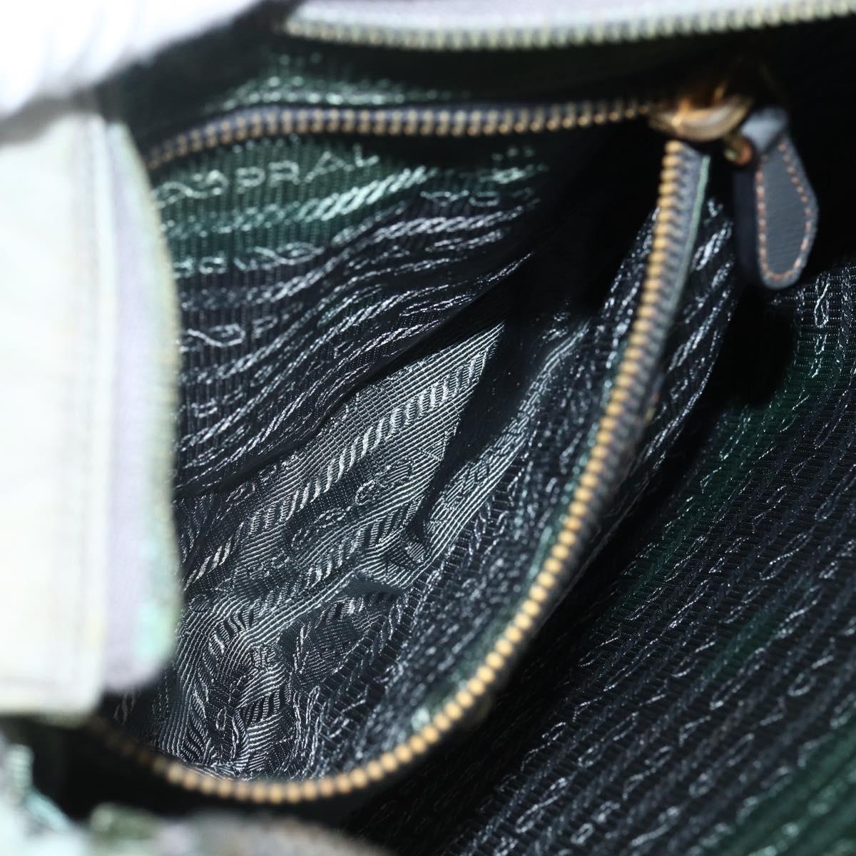 PRADA Shoulder Bag Nylon Green Gold Auth 170487