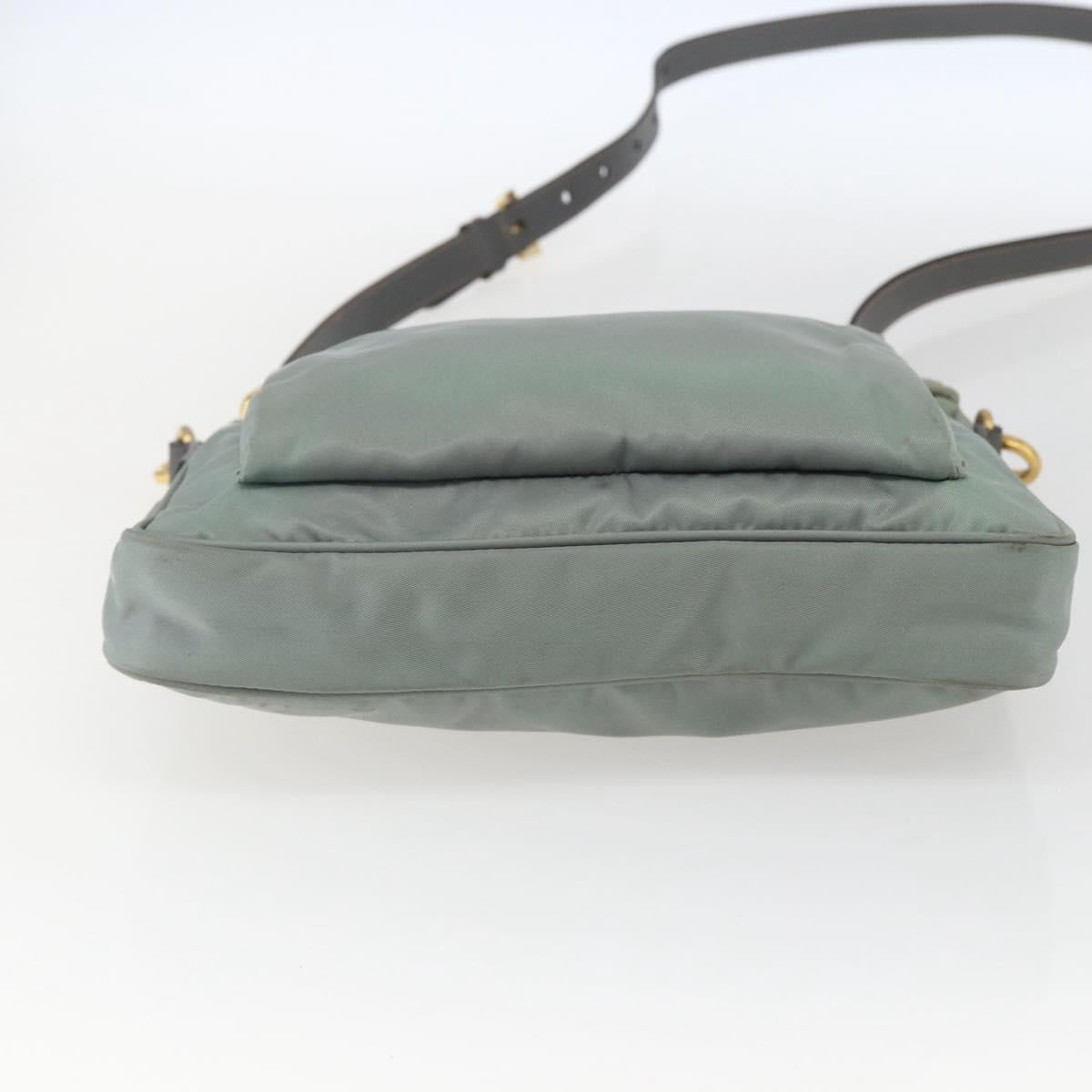 PRADA Shoulder Bag Nylon Green Gold Auth 170487