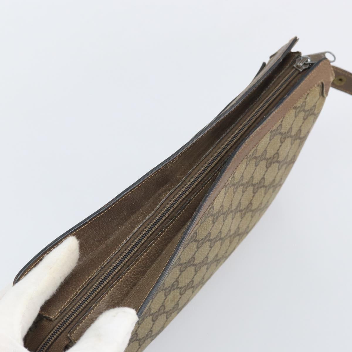 GUCCI GG Supreme Web Sherry Line Bag PVC Beige Gold 02 14 013 Auth 170488