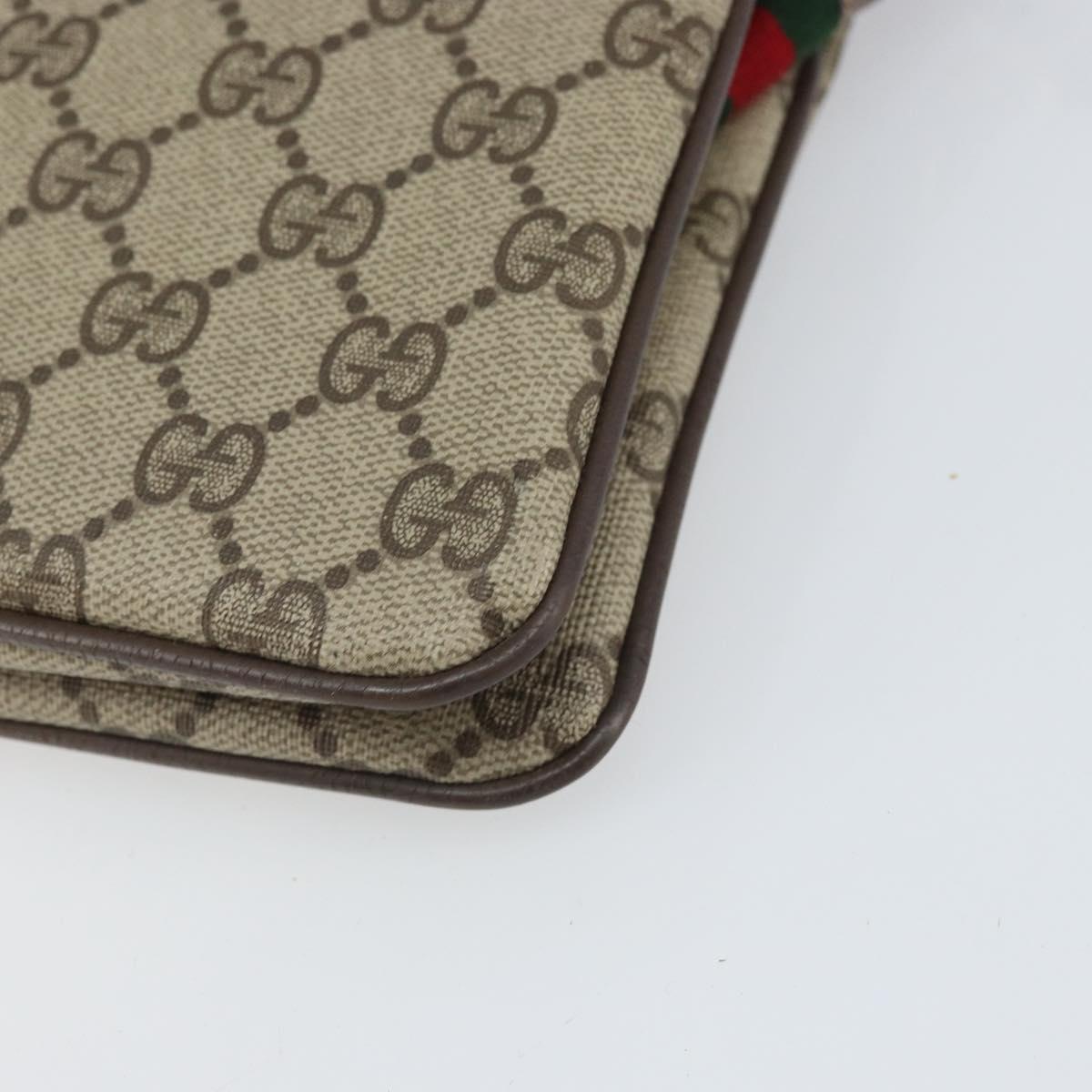 GUCCI GG Supreme Web Sherry Line Bag PVC Beige Gold 96 02 035 Auth 170489