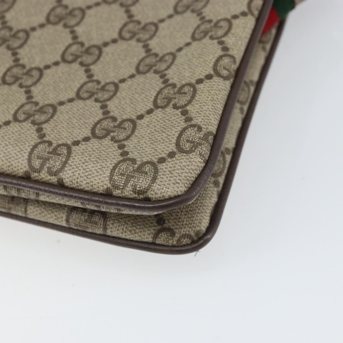 GUCCI GG Supreme Web Sherry Line Bag PVC Beige Gold 96 02 035 Auth 170489