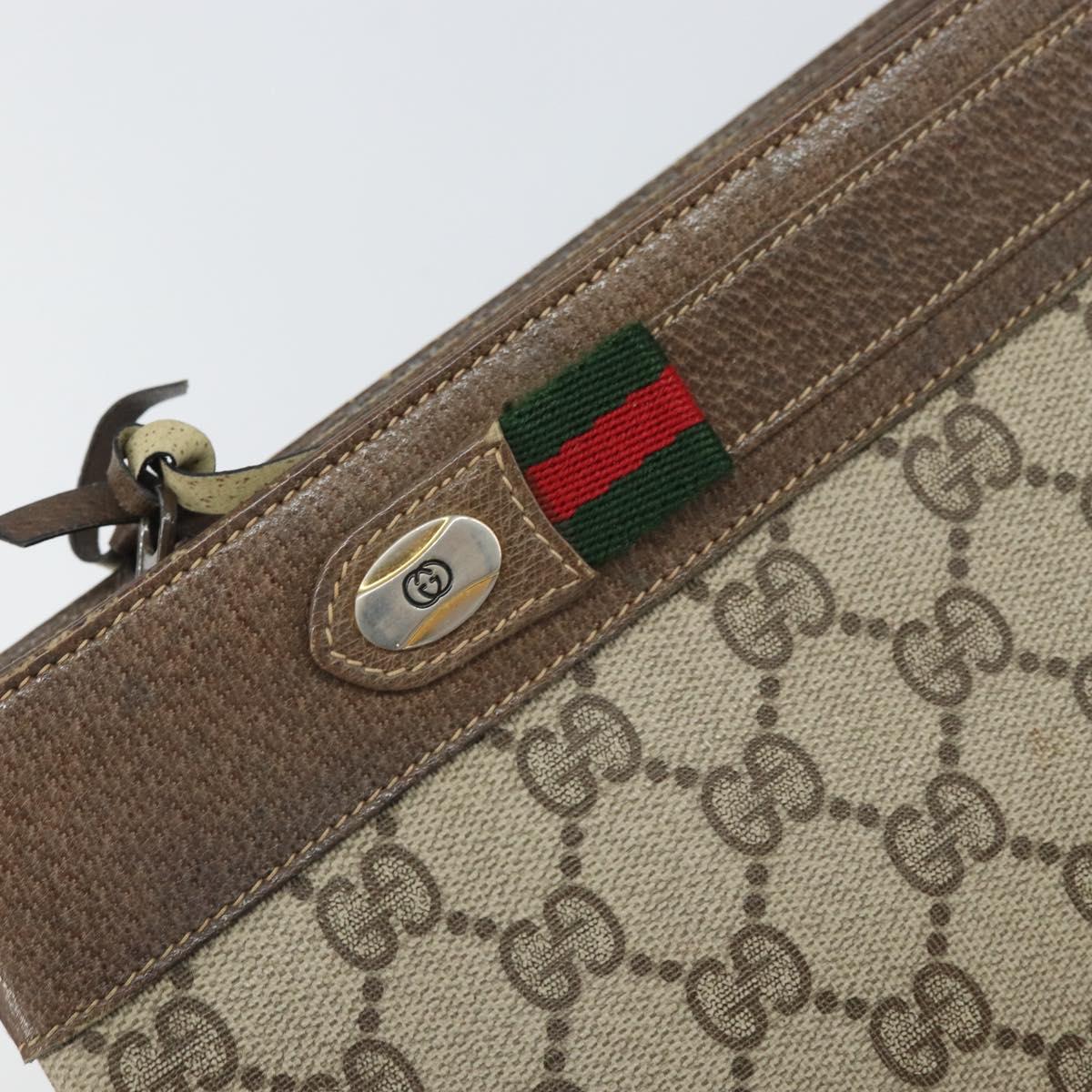 GUCCI GG Supreme Web Sherry Line Bag PVC Beige Gold 96 02 035 Auth 170489