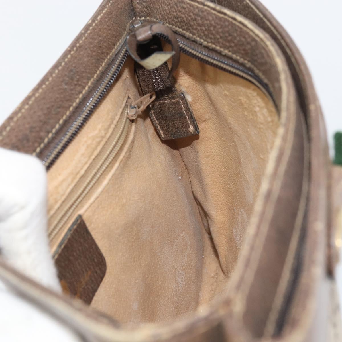 GUCCI GG Supreme Web Sherry Line Bag PVC Beige Gold 96 02 035 Auth 170489