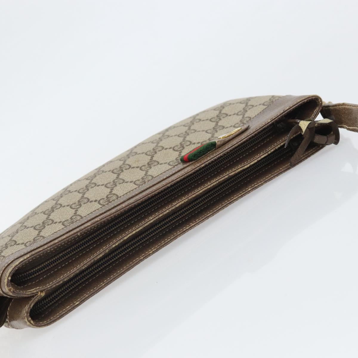 GUCCI GG Supreme Web Sherry Line Bag PVC Beige Gold 96 02 035 Auth 170489