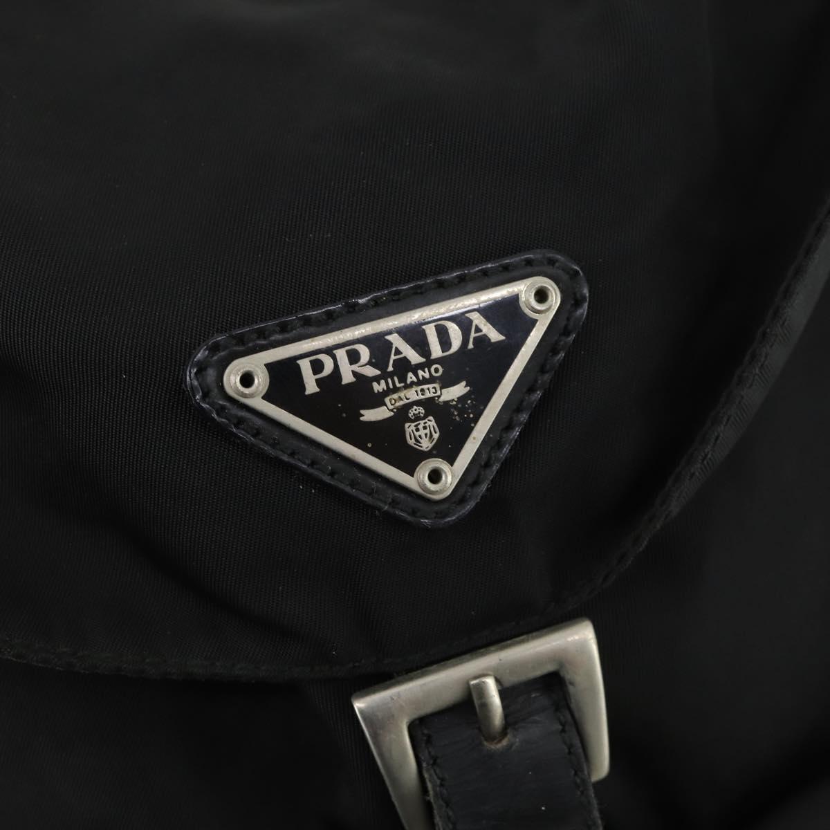 PRADA Backpack Nylon Black Silver Auth 170491