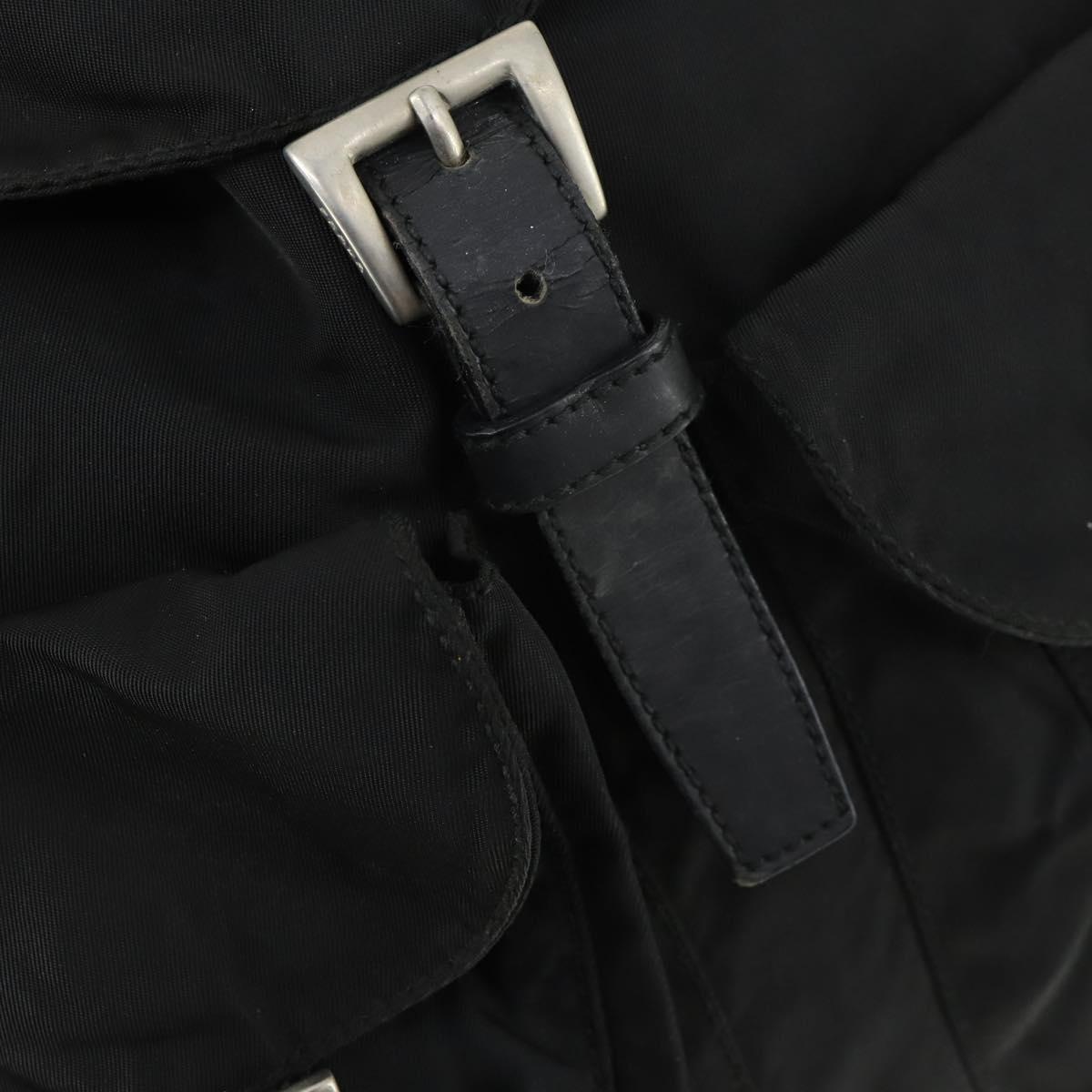 PRADA Backpack Nylon Black Silver Auth 170491