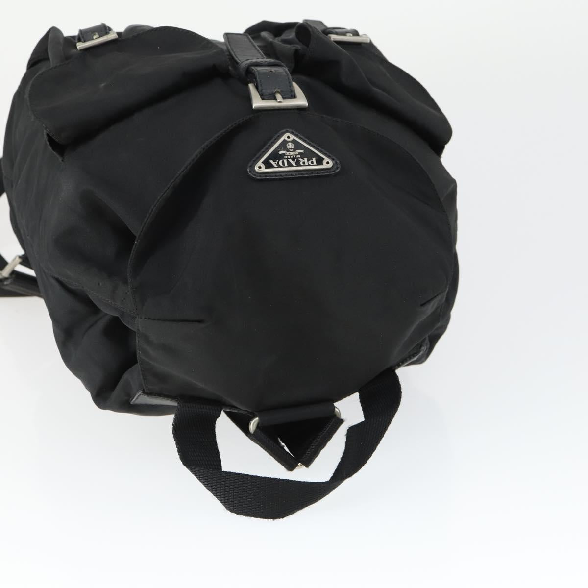 PRADA Backpack Nylon Black Silver Auth 170491