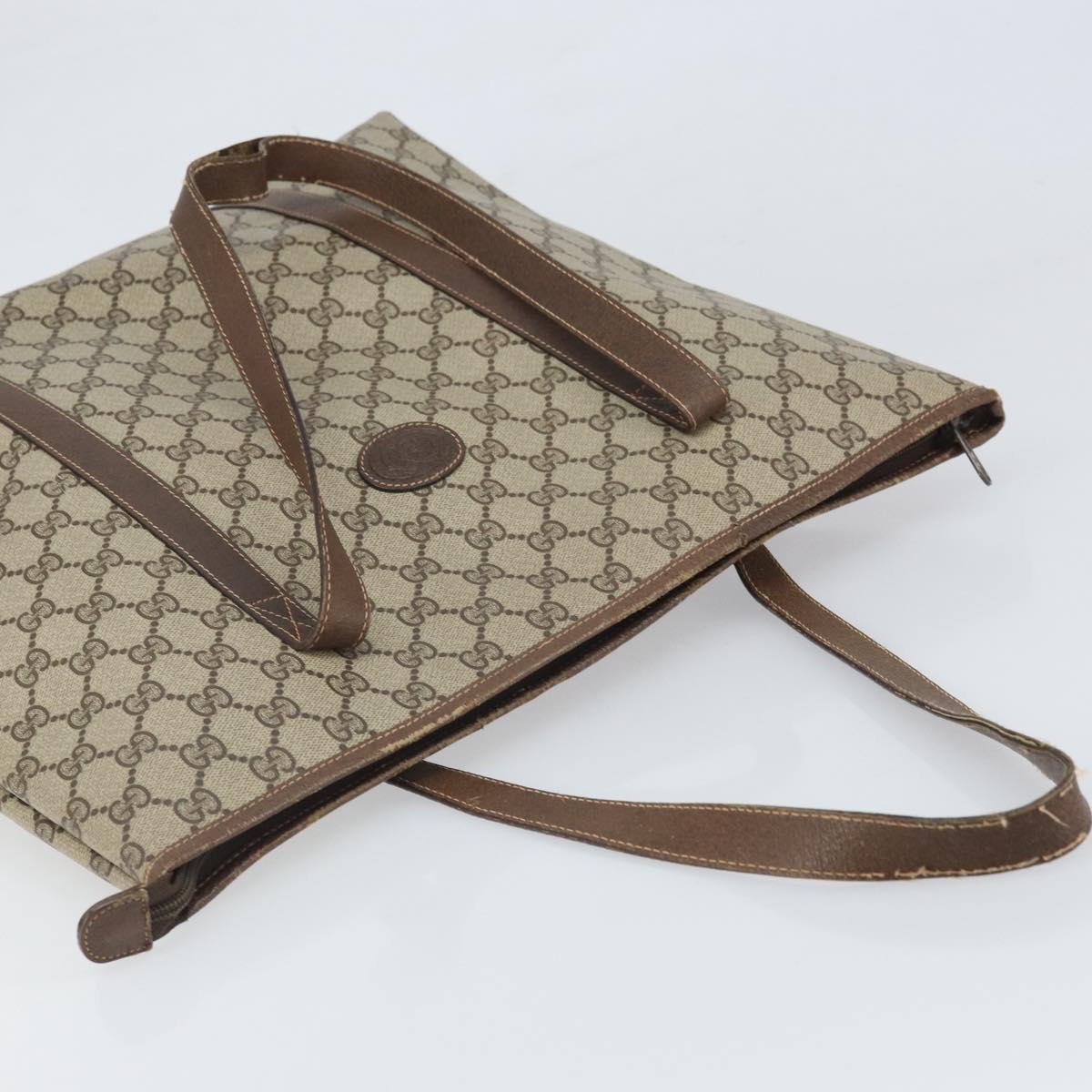 GUCCI GG Supreme Tote Bag PVC Beige 156 02 110 Auth 170497