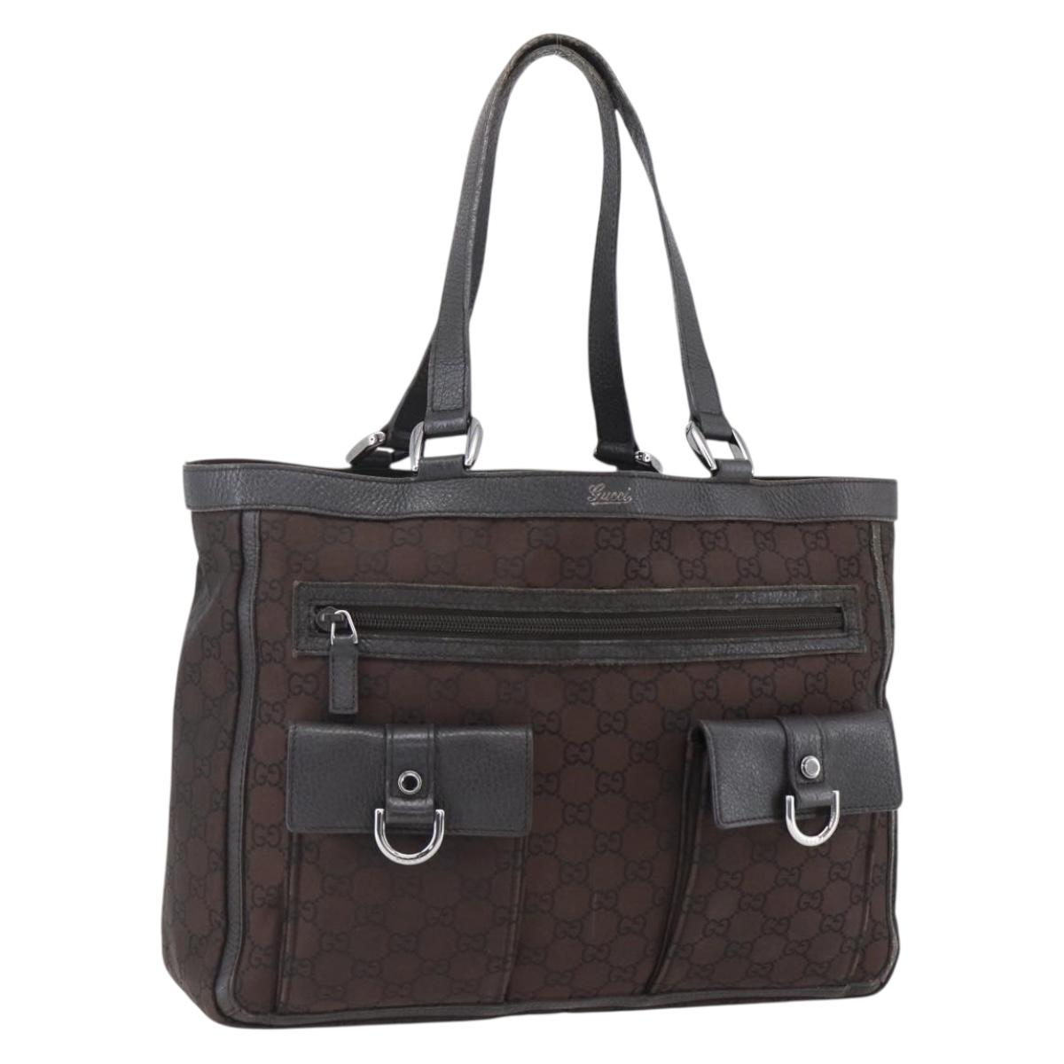 GUCCI GG Canvas Tote Bag Brown Silver 268639 Auth 170501