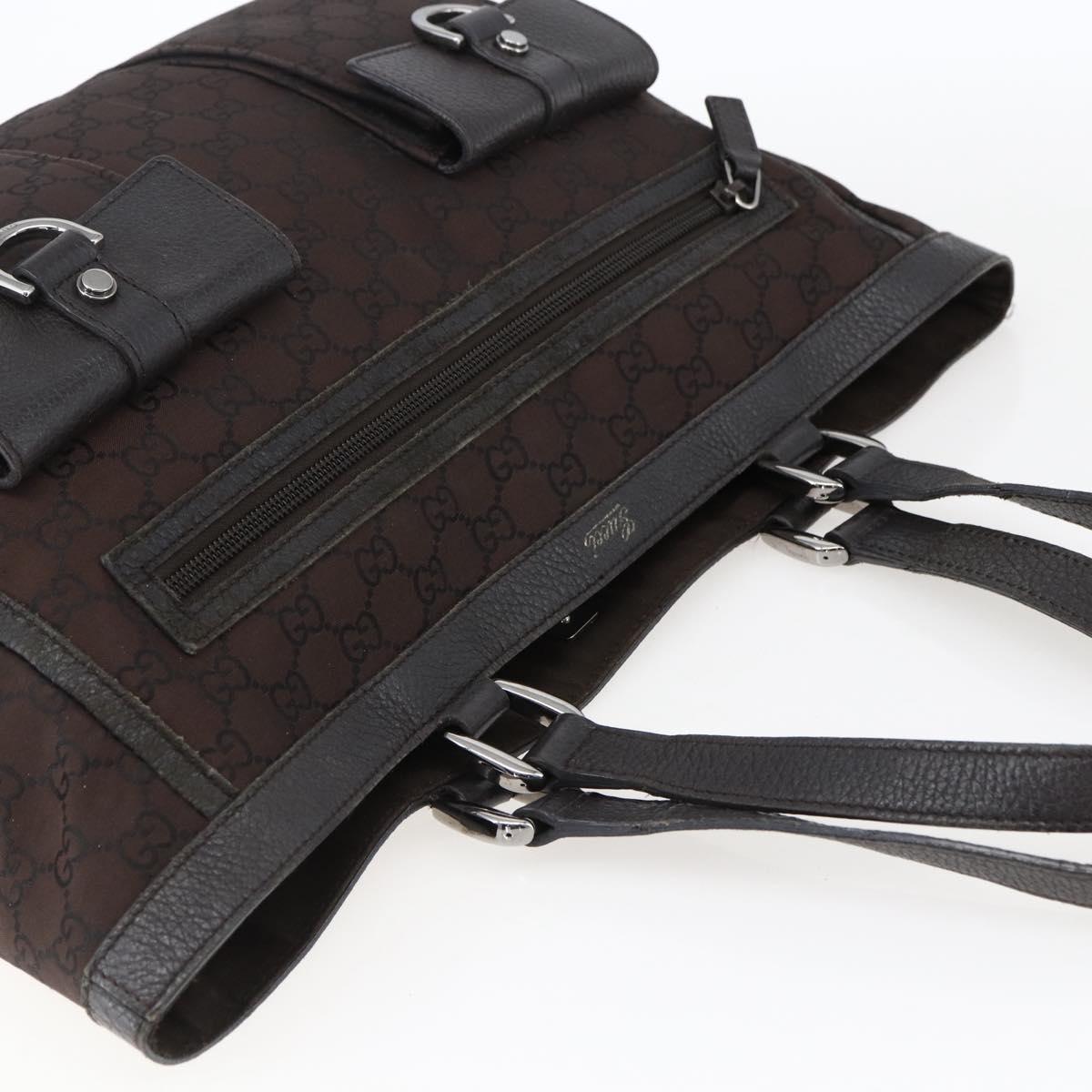 GUCCI GG Canvas Tote Bag Brown Silver 268639 Auth 170501
