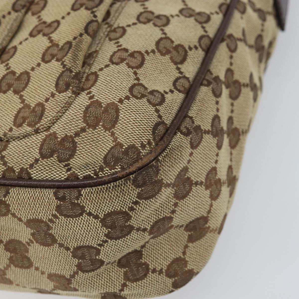 GUCCI GG Canvas Shoulder Bag Beige Silver 131211 Auth 170502