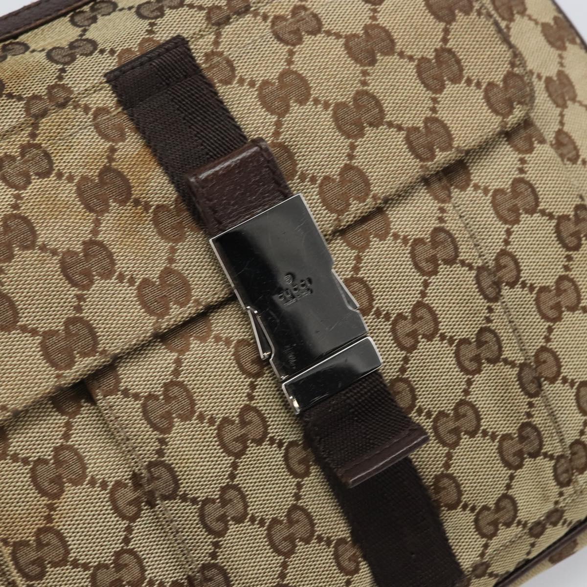 GUCCI GG Canvas Shoulder Bag Beige Silver 131211 Auth 170502