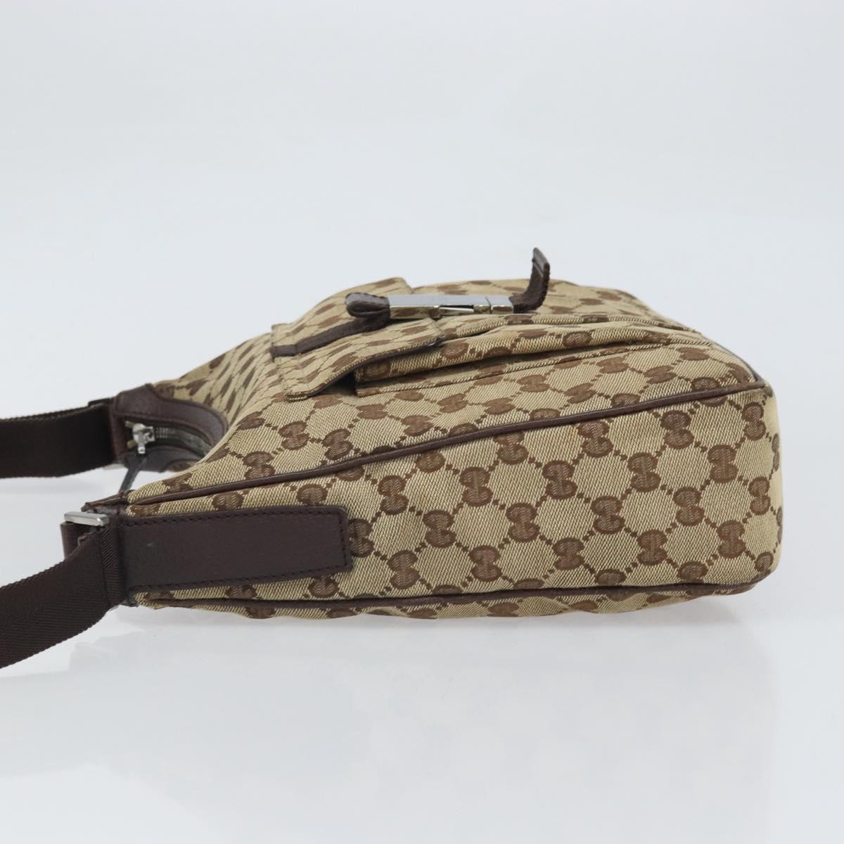 GUCCI GG Canvas Shoulder Bag Beige Silver 131211 Auth 170502