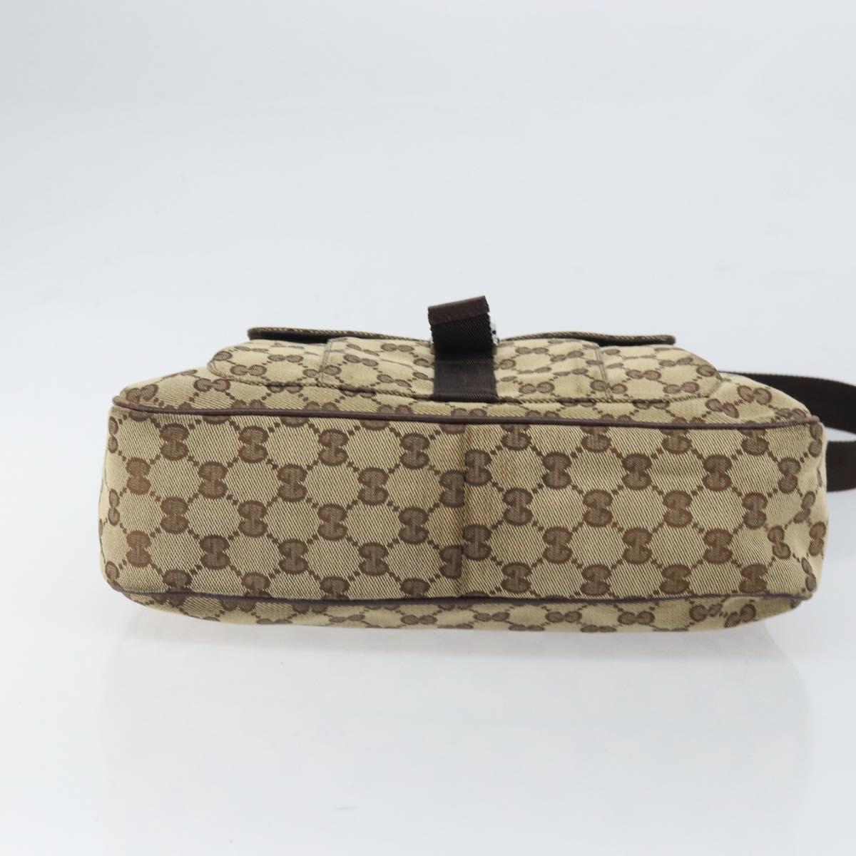 GUCCI GG Canvas Shoulder Bag Beige Silver 131211 Auth 170502