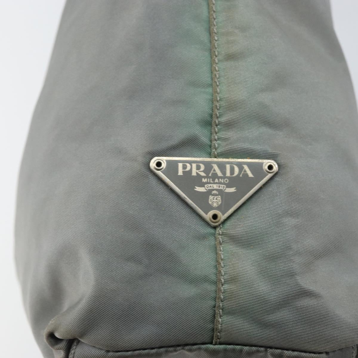 PRADA Hand Bag Nylon Gray Silver Auth 170504