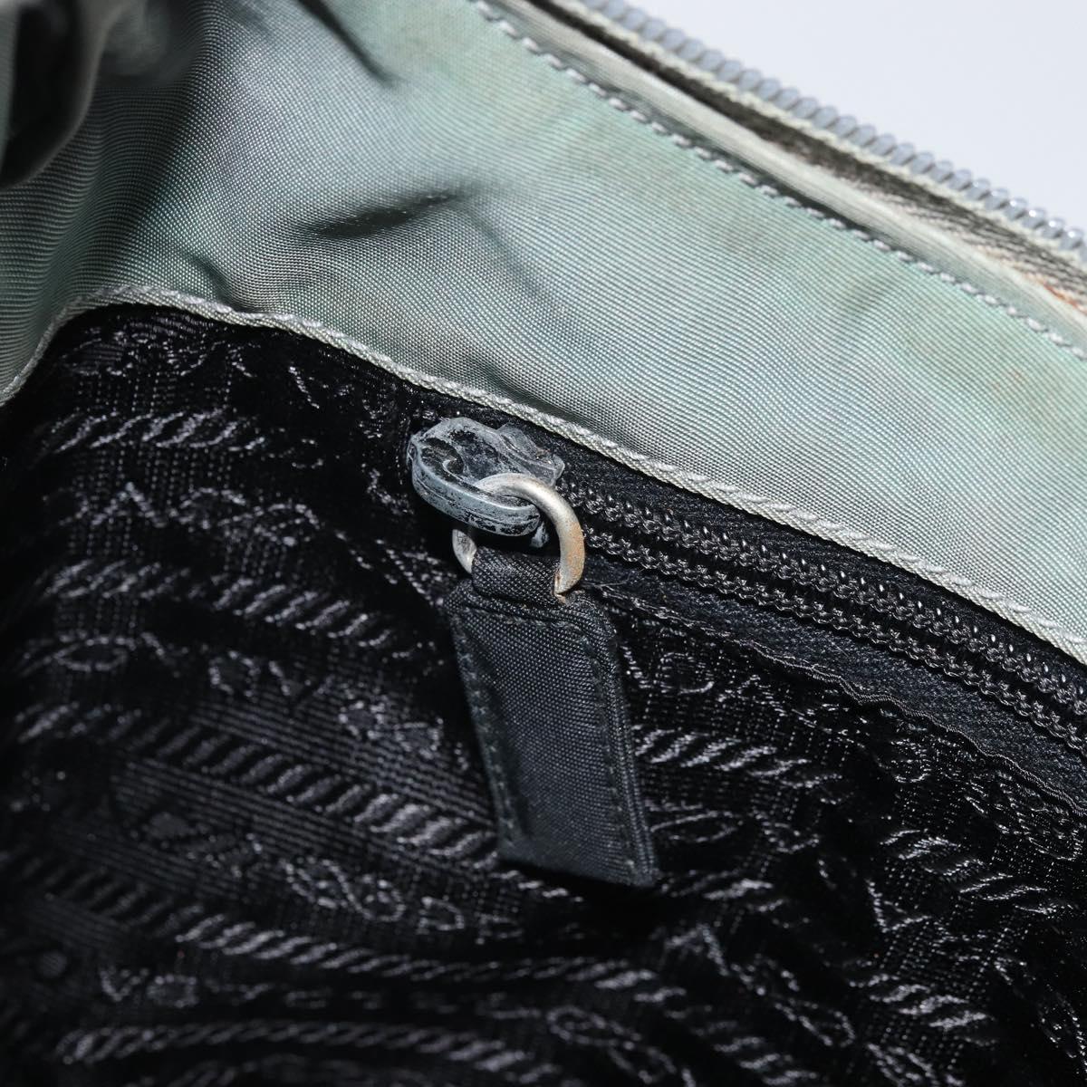 PRADA Hand Bag Nylon Gray Silver Auth 170504