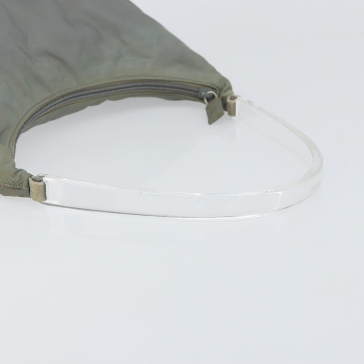 PRADA Hand Bag Nylon Gray Silver Auth 170504