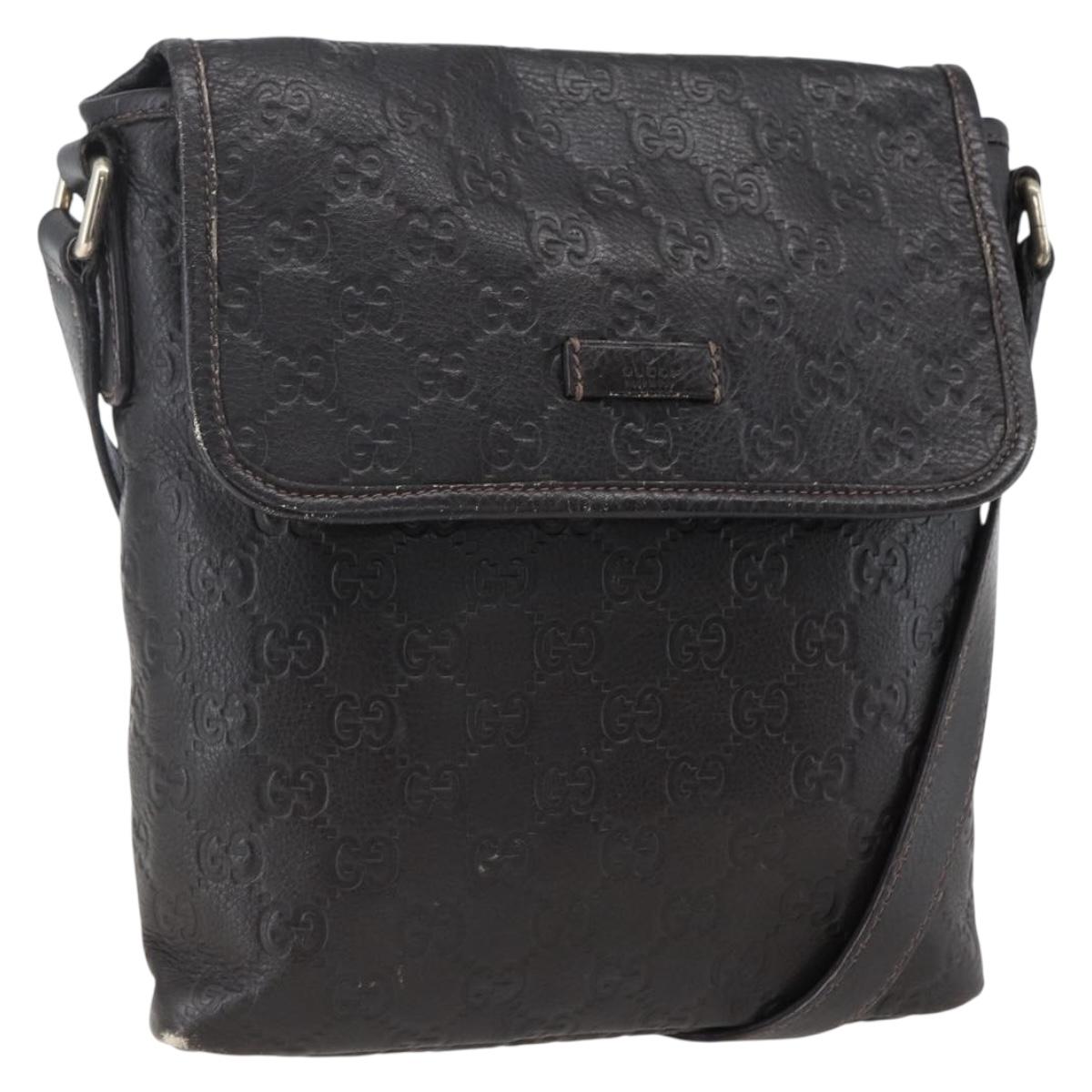 GUCCI GG Canvas Guccissima Shoulder Bag Leather Brown Gold 223666 Auth 170507A