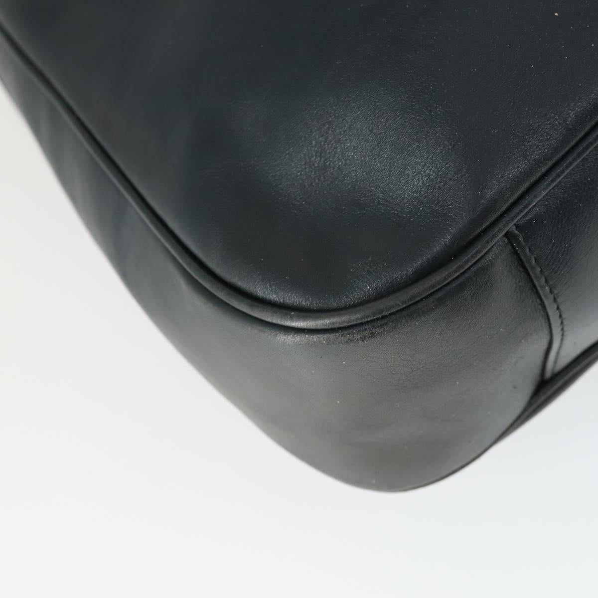 GUCCI Bamboo Hand Bag Leather 2way Navy Gold 001 3754 1577 Auth 170508