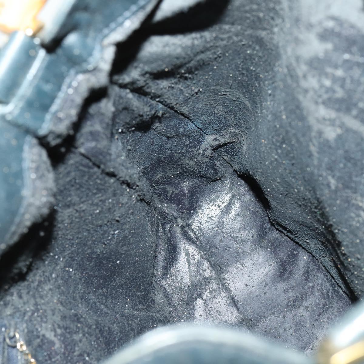 GUCCI Bamboo Hand Bag Leather 2way Navy Gold 001 3754 1577 Auth 170508