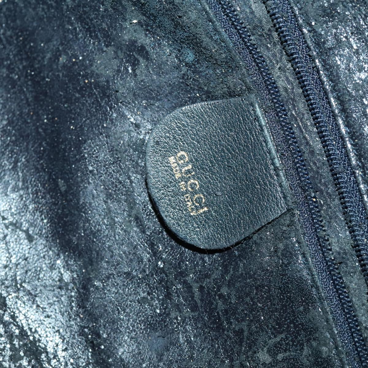 GUCCI Bamboo Hand Bag Leather 2way Navy Gold 001 3754 1577 Auth 170508