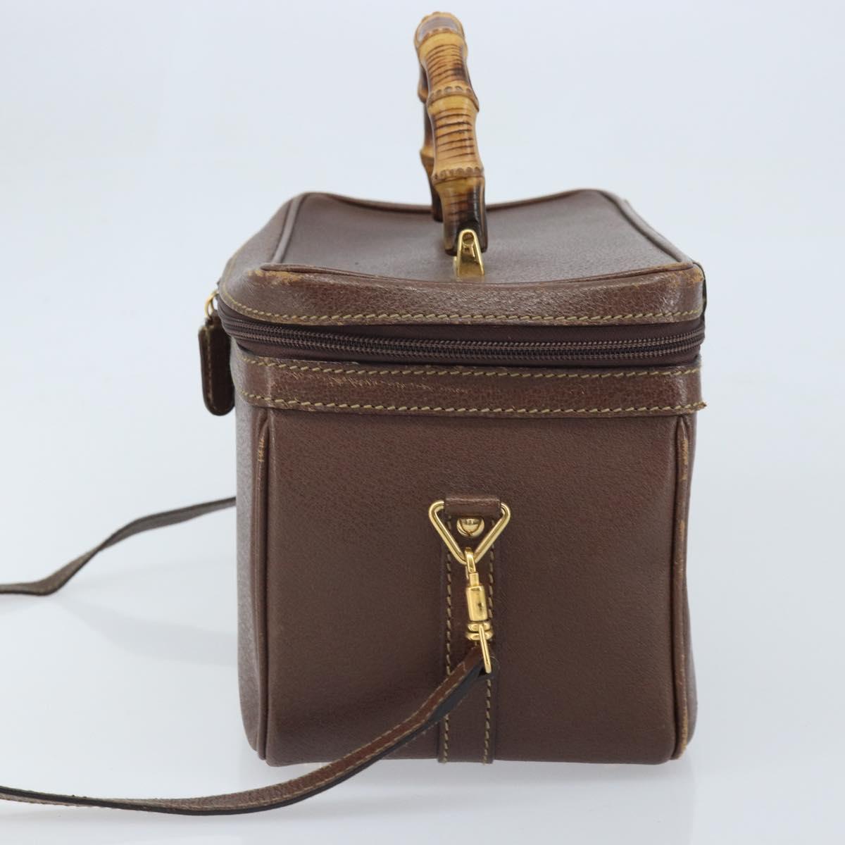 GUCCI Bamboo Hand Bag Leather 2way Brown Gold 013 122 2491 Auth 170509A