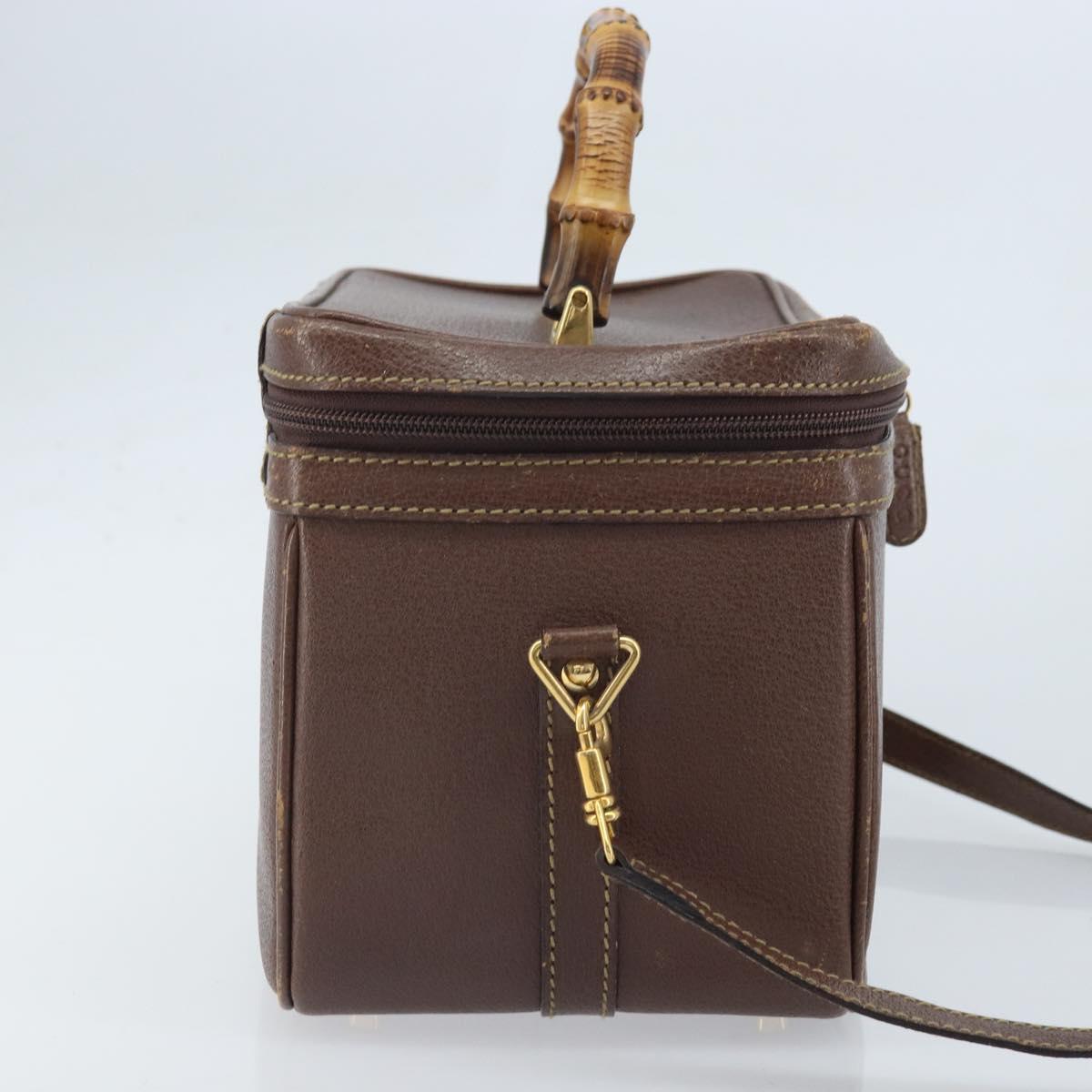 GUCCI Bamboo Hand Bag Leather 2way Brown Gold 013 122 2491 Auth 170509A