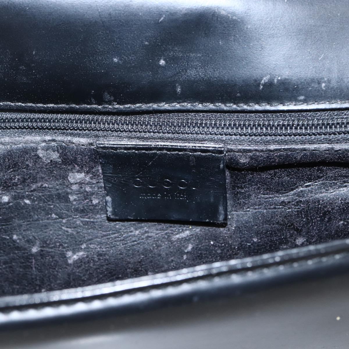 GUCCI Shoulder Bag Leather Black Silver 001 3064 Auth 170510