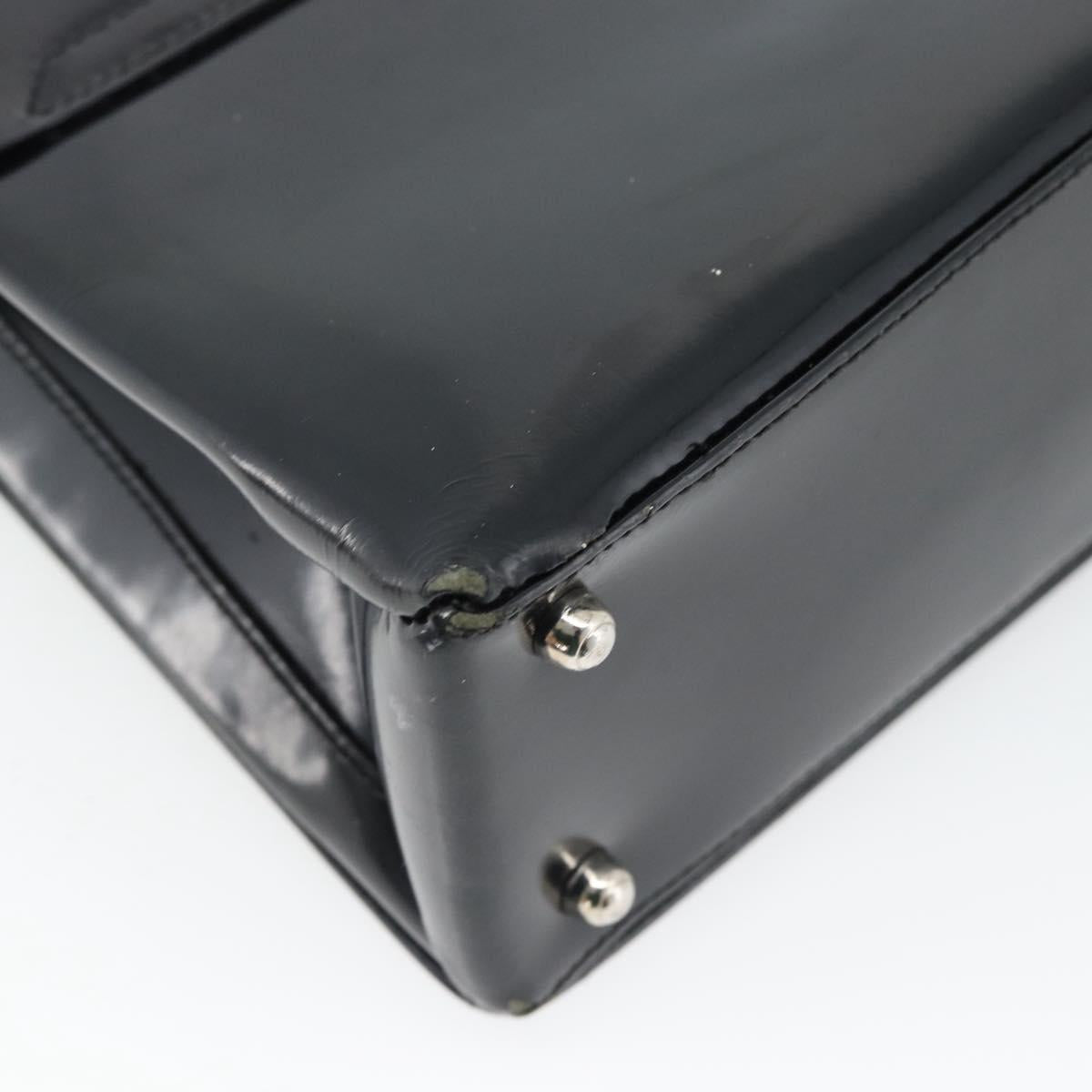 GUCCI Shoulder Bag Patent leather Black Silver Auth 170511