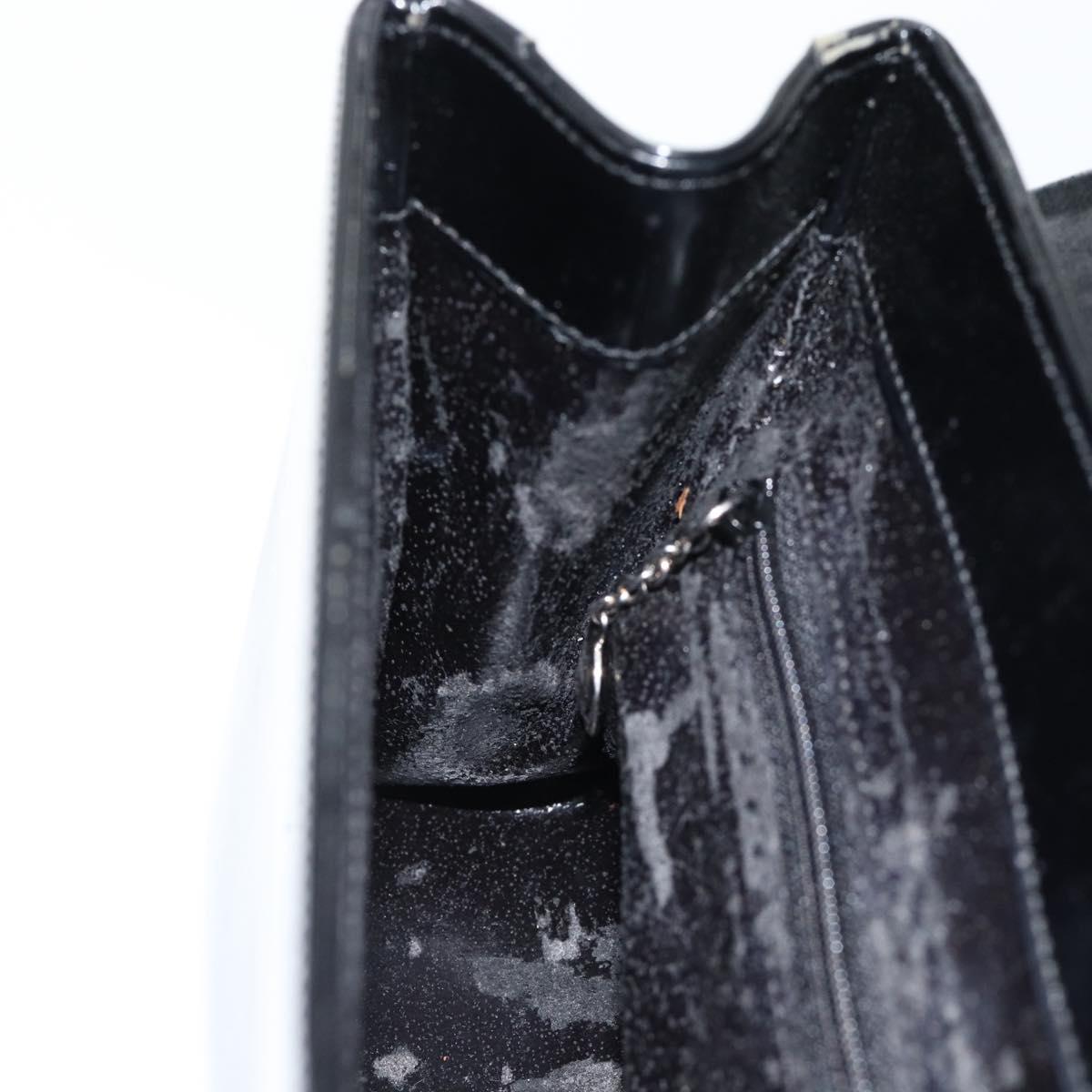 GUCCI Shoulder Bag Patent leather Black Silver Auth 170511