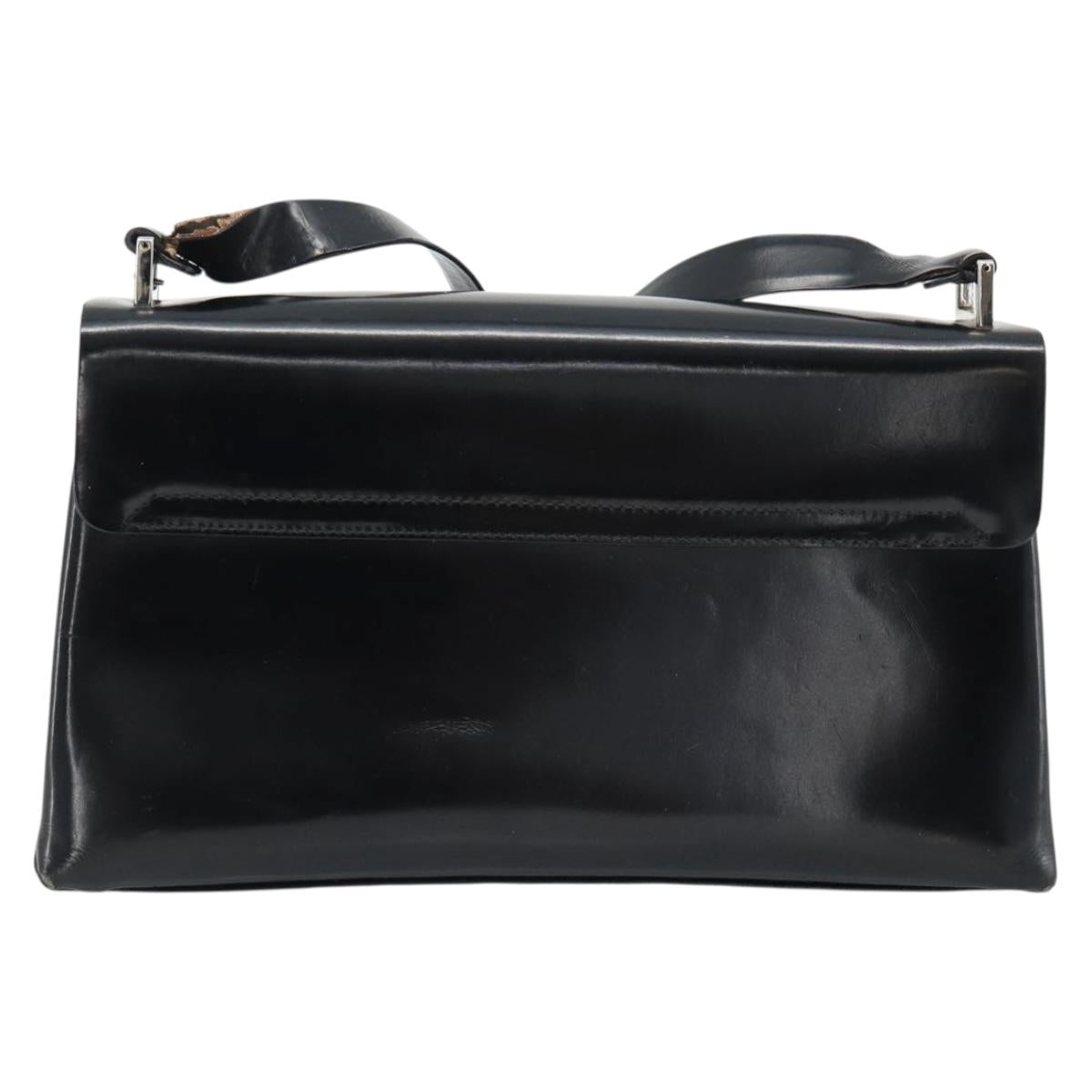 GUCCI Shoulder Bag Patent leather Black Silver Auth 170511