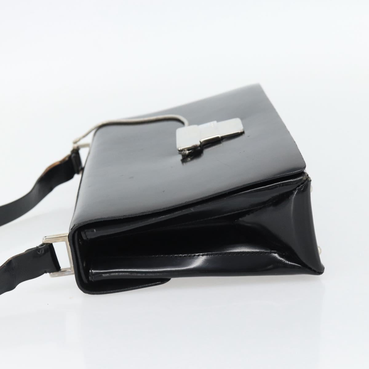 GUCCI Shoulder Bag Patent leather Black Silver Auth 170511