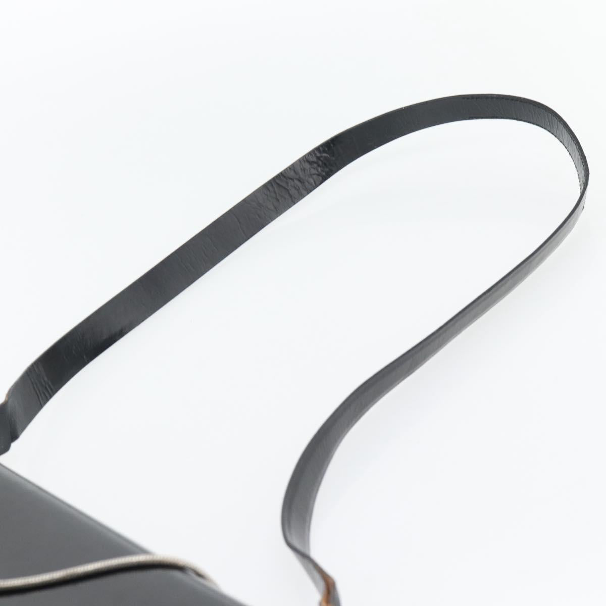 GUCCI Shoulder Bag Patent leather Black Silver Auth 170511