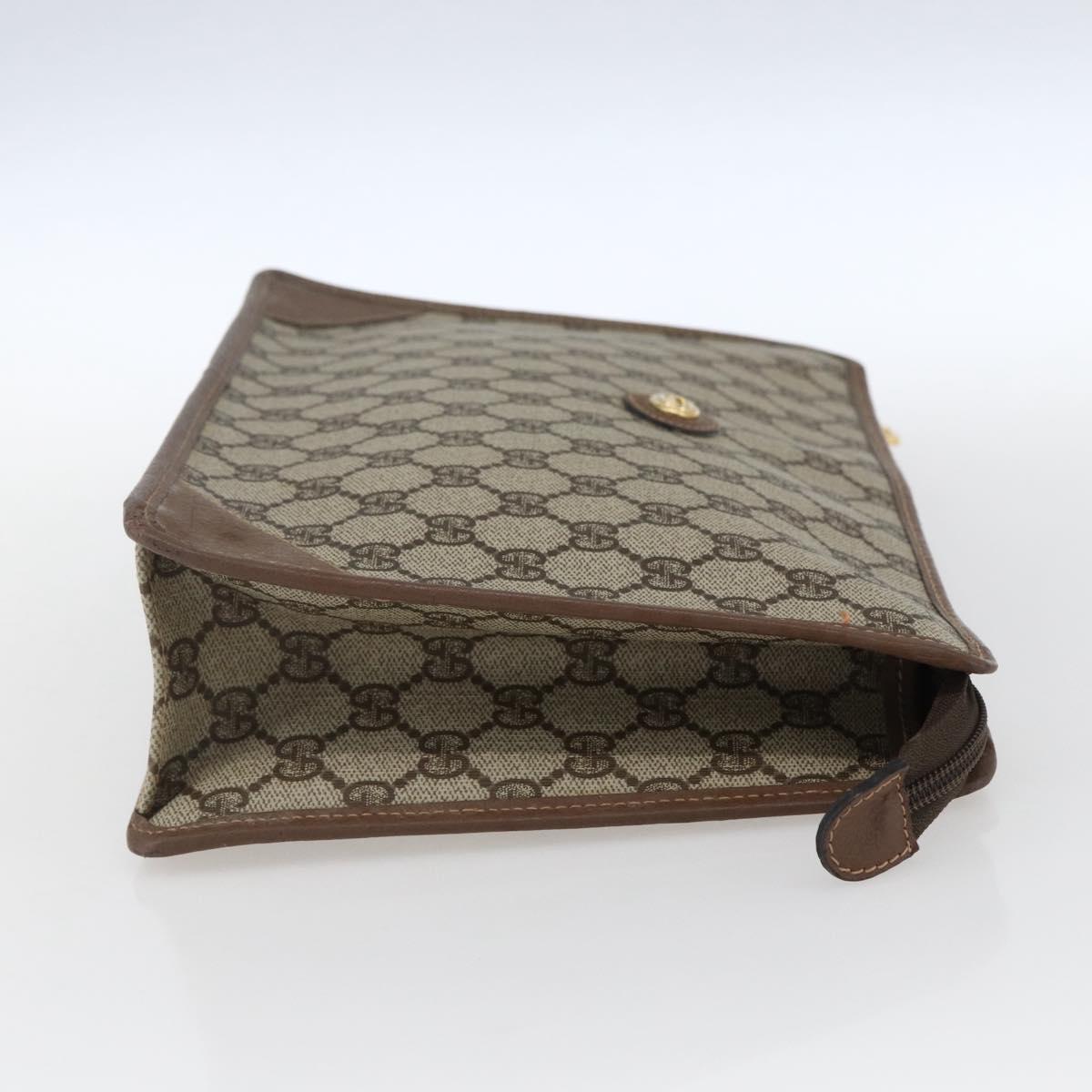 GUCCI GG Supreme Clutch Bag PVC Beige Gold 014 270 6053 Auth 170515