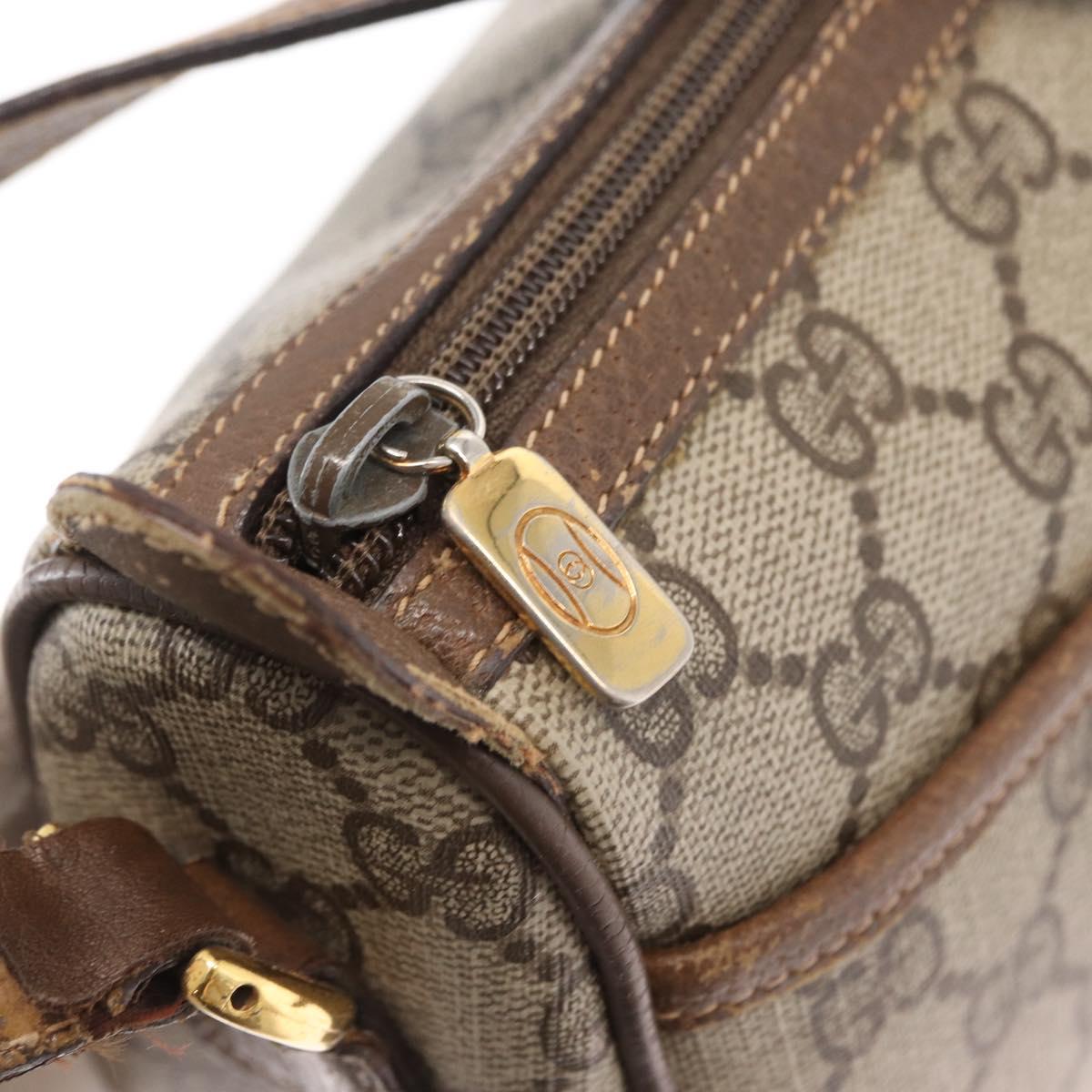 GUCCI GG Supreme Web Sherry Line Bag PVC Beige Gold 89 02 032 Auth 170516