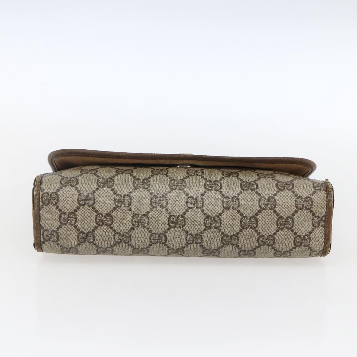 GUCCI GG Supreme Web Sherry Line Clutch Bag PVC Beige Gold 89 01 030 Auth 170517