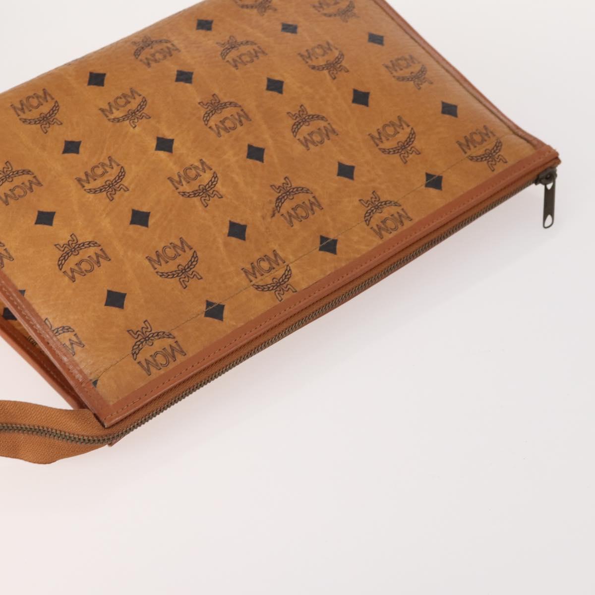 MCM Vicetos Logogram Clutch Bag PVC Leather 2 Set Brown Auth 170519