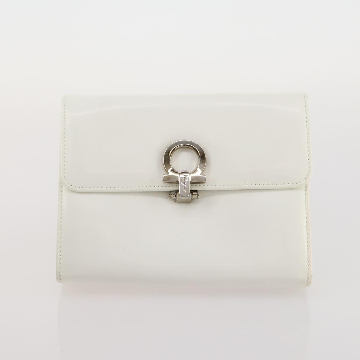 Salvatore Ferragamo Shoulder Bag Patent leather 5 Set White Black Auth 170521
