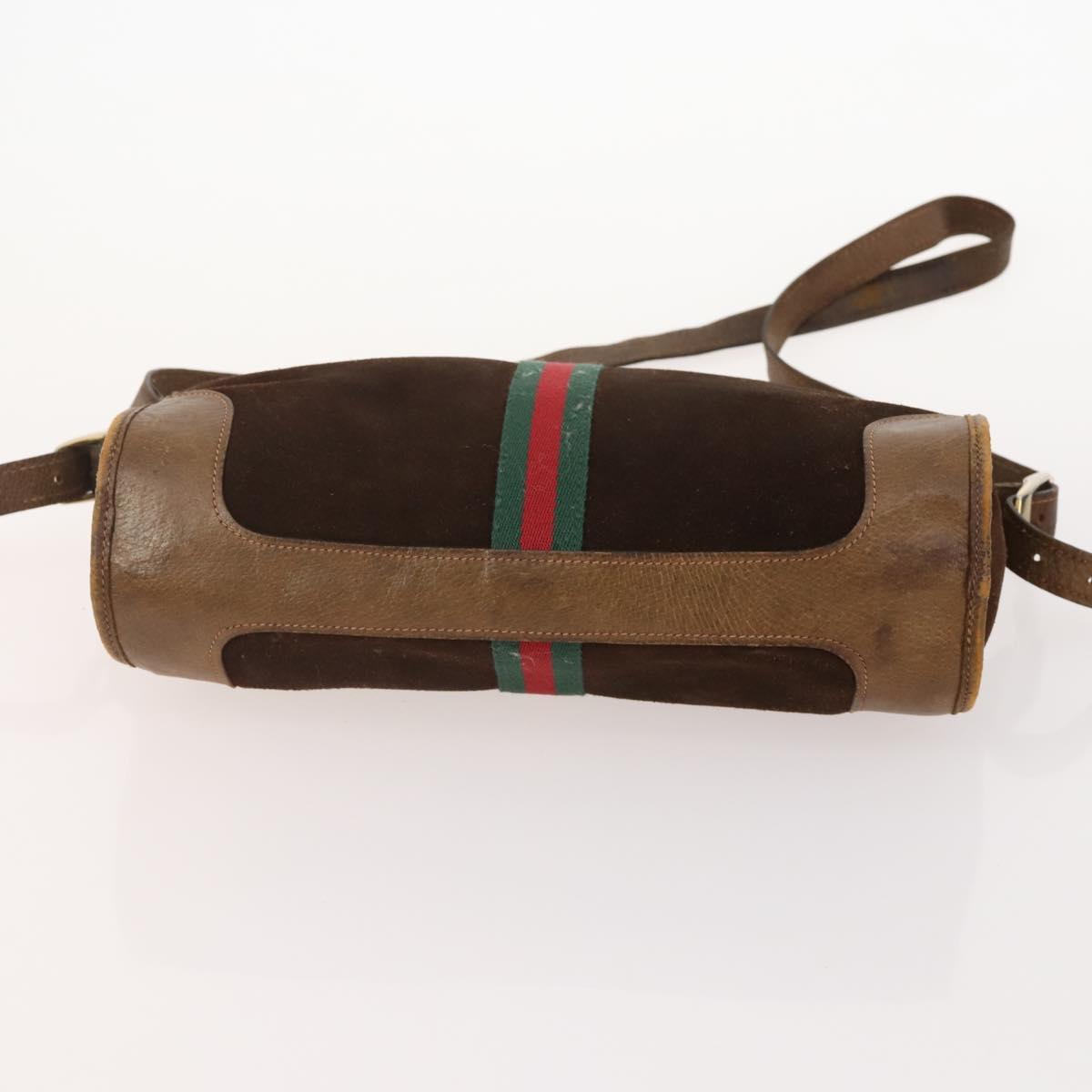 GUCCI GG Supreme Web Sherry Line Hand Bag Suede 4 Set Black Beige Auth 170524