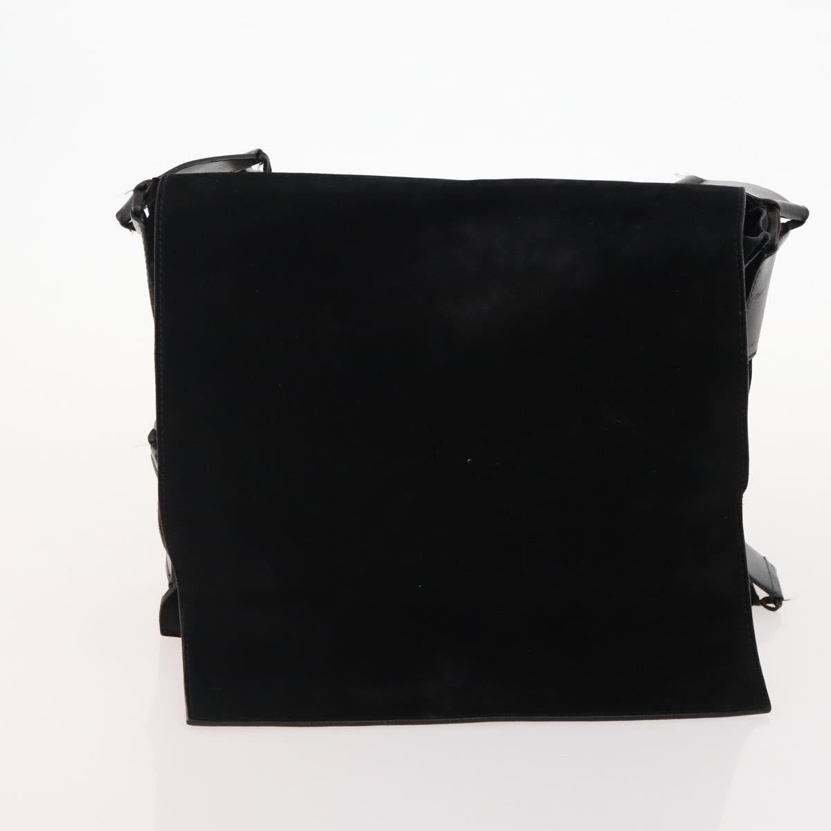 GUCCI GG Supreme Web Sherry Line Hand Bag Suede 4 Set Black Beige Auth 170524